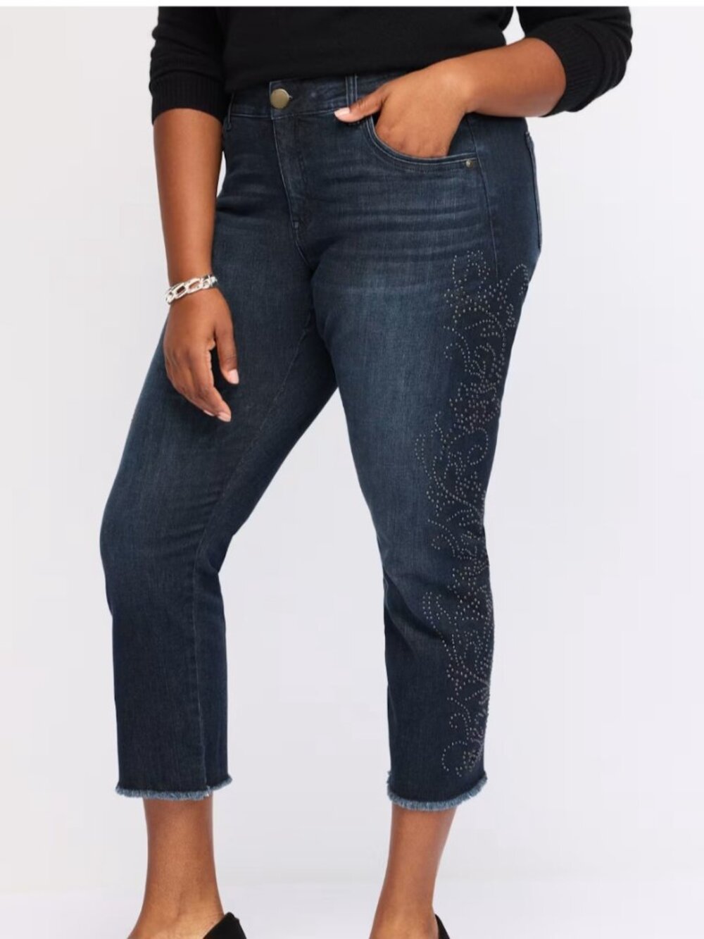 Democracy 27/14.5” "Ab"Solution High Rise Seamless Slim Straight Jean W/ Stud M